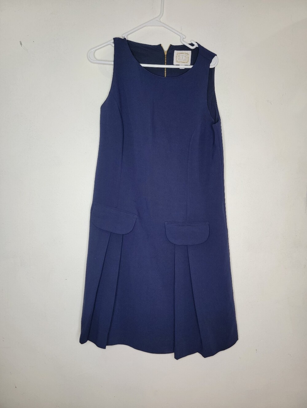 Sail to Sable Navy Shift Dress with Gold Zip Detail